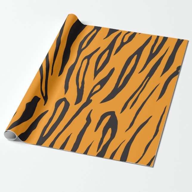 Papier Cadeau Tiger imprimé orange et noir (Déroulé)