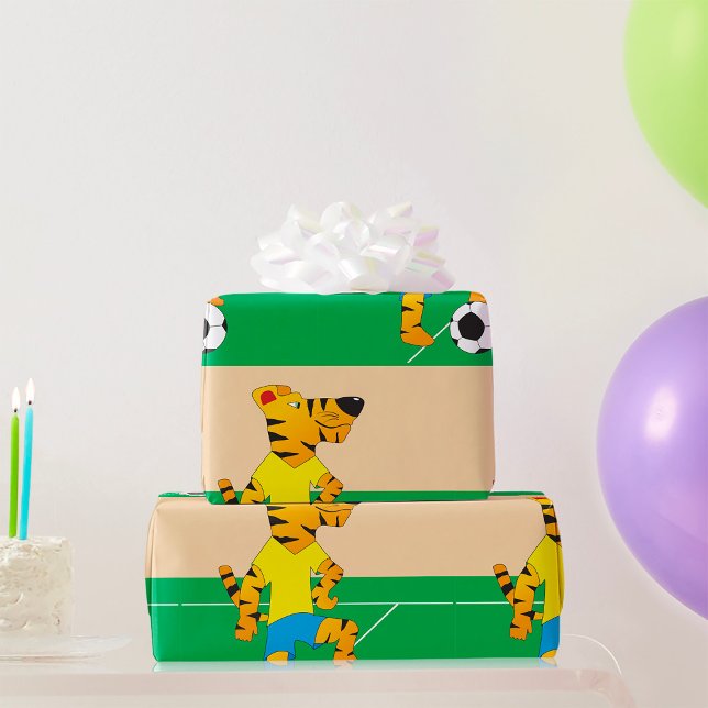 Papier Cadeau Tiger Jouer au football (Créateur téléchargé)
