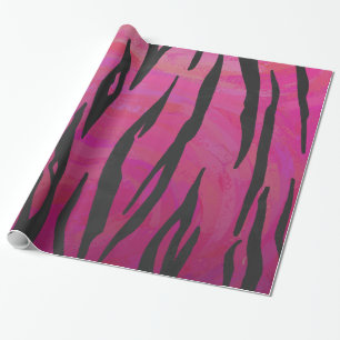 Papier Cadeau Tiger rose chaud et noir
