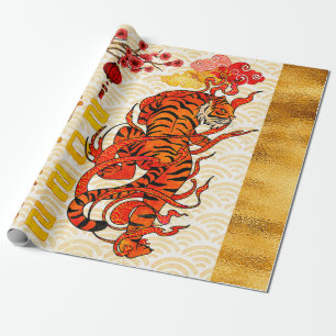 Papier Cadeau Tiger Zodiac, Nouvel An Chinois 2022