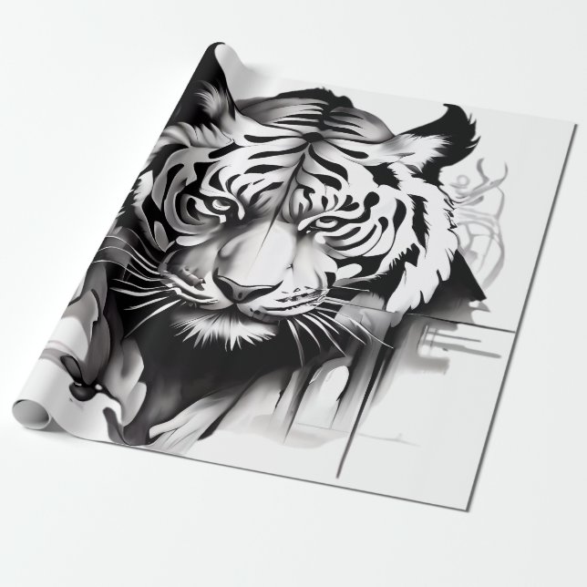 Papier Cadeau Tigers Portrait avec un design étonnant (Déroulé)