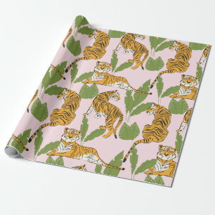 Papier Cadeau Tigre dessiné à la main sans couture motif, gros c