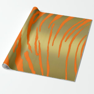 Papier Cadeau Tigre d'or rayures orange