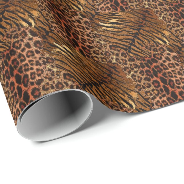 Papier Cadeau Tigre léopard tendance (Coin rond)