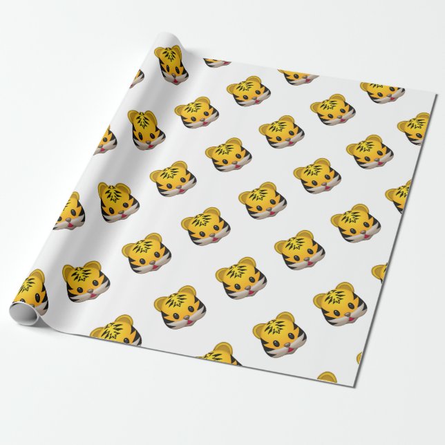 Papier Cadeau Tigre mignon Emoji (Déroulé)