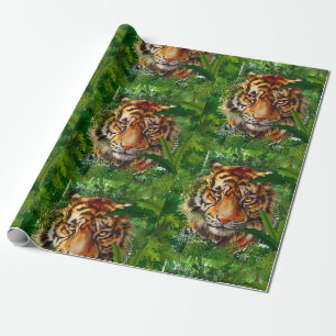 Papier Cadeau Tigre - Nature Jungle Tigre Papier d'enveloppement
