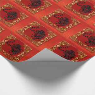 Papier Cadeau Tigre noir chinois Zodiac animal rouge et or