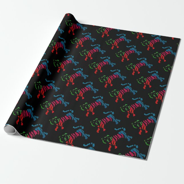 Papier Cadeau Tigre rayé arc-en-ciel (Déroulé)