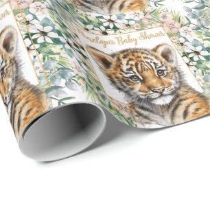 Papier Cadeau Tigre Réaliste Bébé Personnalisé Baby Shower