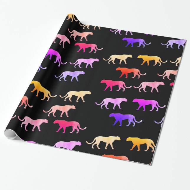 Papier Cadeau Tigres colorés, puma, coutume (Déroulé)