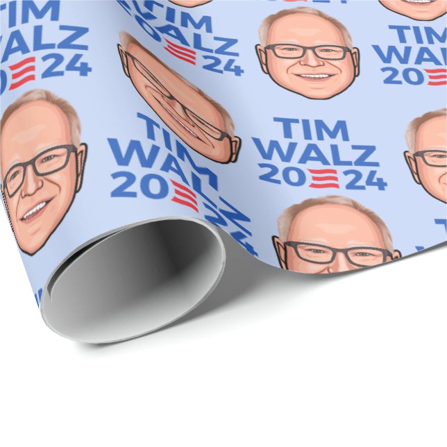 Papier Cadeau Tim Walz 2024 (Coin rond)