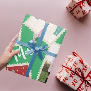 Papier Cadeau Timbre de Noël Personnalisé Drôle Vert