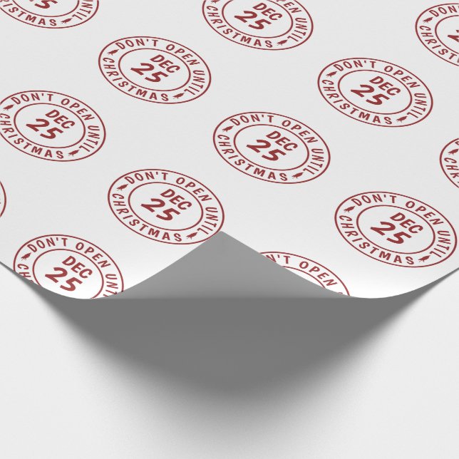 Papier Cadeau Timbre Moderne NE PAS Ouvrir Avant Noël (Coin)