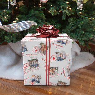 Papier Cadeau Timbres d'étape Noël Photo personnalisée Collage