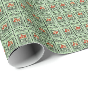 Papier Cadeau Timbres verts de commerce