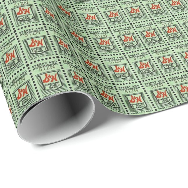 Papier Cadeau Timbres verts de commerce (Coin rond)