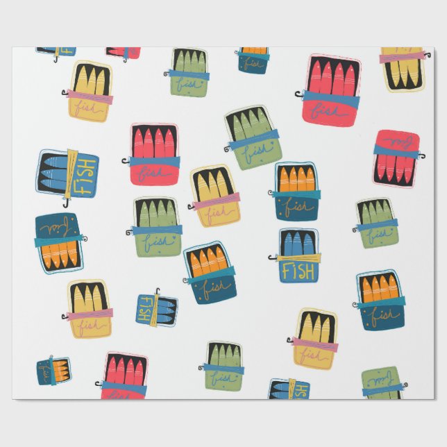 Papier Cadeau Tinned Fish Wrapping Paper (Plat)