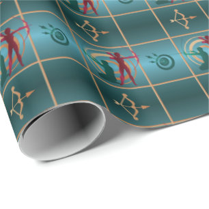 Papier Cadeau Tir à l'arc et flèche - Motif vert