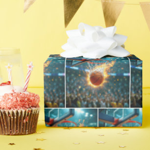 Papier Cadeau Tir de basket enflammé dans le filet