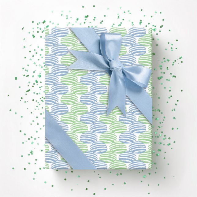 Papier Cadeau Tissage de vagues en ardoise et vert (Créateur téléchargé)