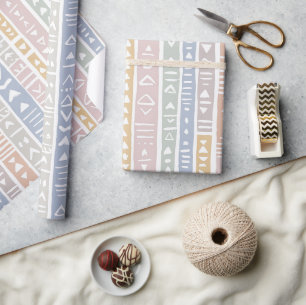 Papier Cadeau Tissu de boue pastel Rayure géométrique
