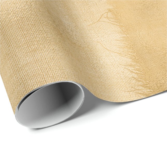 Papier Cadeau Tissu de jute de lin Burlap Rustique Gold Minimal (Coin rond)