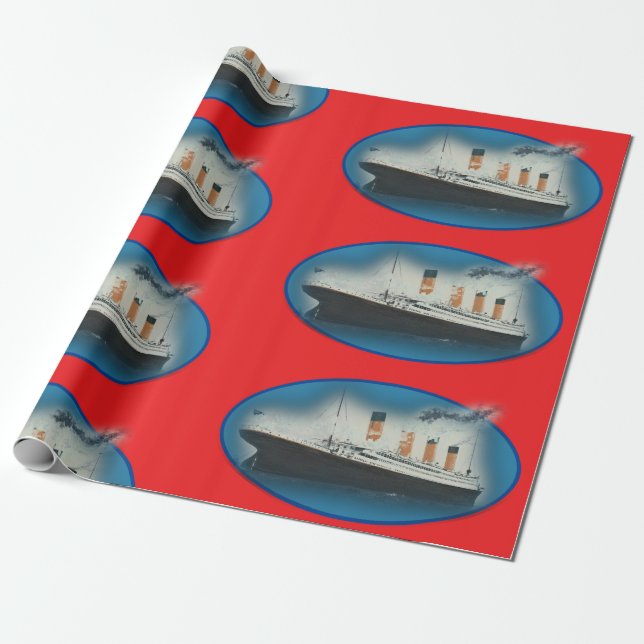Papier Cadeau Titanic Birthday Red RMS White Star Line Ship  (Déroulé)