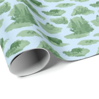 Papier Cadeau Toile Animalier des Montagnes Rocheuses (Vert sur.