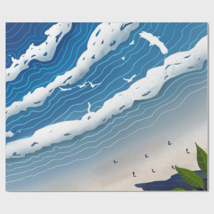 Papier Cadeau Toile artistique Vagues de l'océan bleu