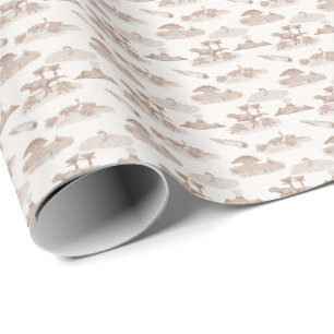 Papier Cadeau Toile aux dinosaures (Brun clair)