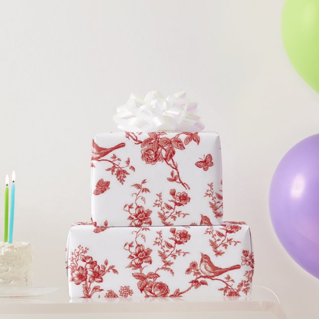 Papier Cadeau Toile aux fleurs et aux oiseaux (Cadeaux de fête)