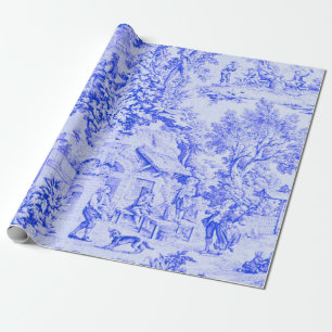 Papier Cadeau Toile Bleue Bleu Russe Style Découpage