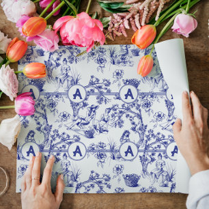 Papier Cadeau Toile bleue et blanche