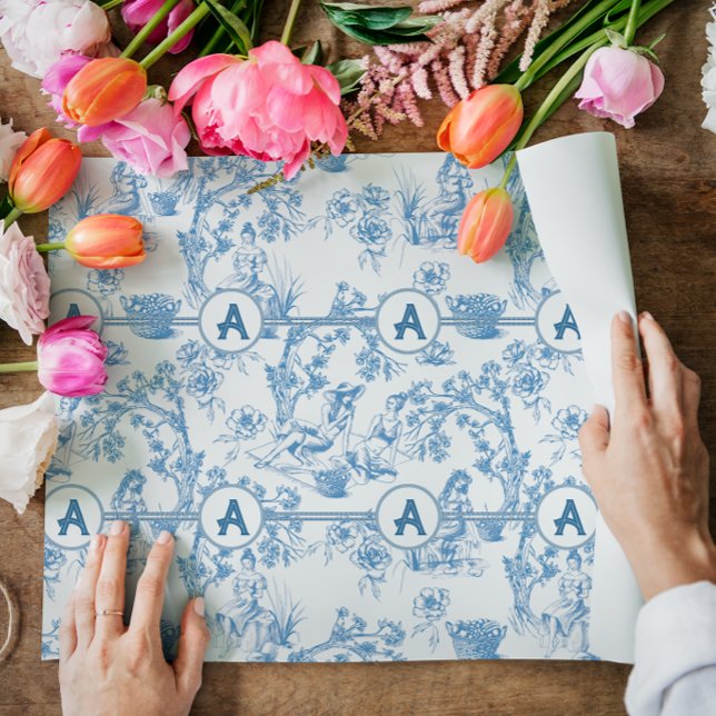 Papier Cadeau Toile bleue et blanche (Créateur téléchargé)