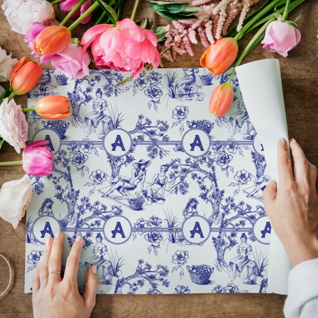 Papier Cadeau Toile bleue et blanche (Créateur téléchargé)
