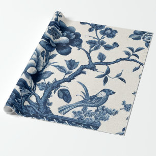 Papier Cadeau Toile bleue et crème