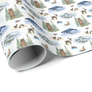 Papier Cadeau Toile d'animaux d'Alaska (Couleurs originales)