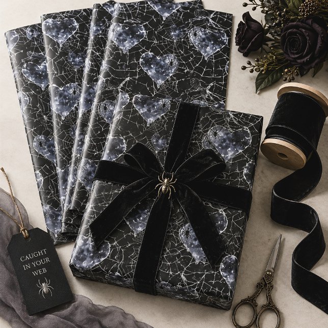 Papier Cadeau Toile d'araignée cœur gothique (Créateur téléchargé)