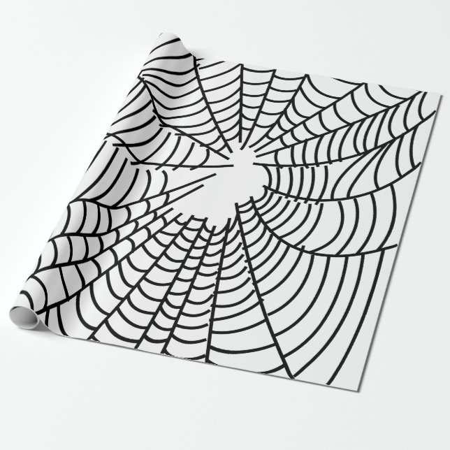 Papier Cadeau Toile d'araignée noir et blanc (Déroulé)