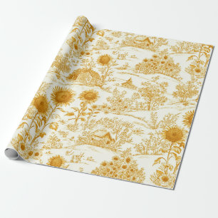 Papier Cadeau Toile de campagne jaune vintage tournesol