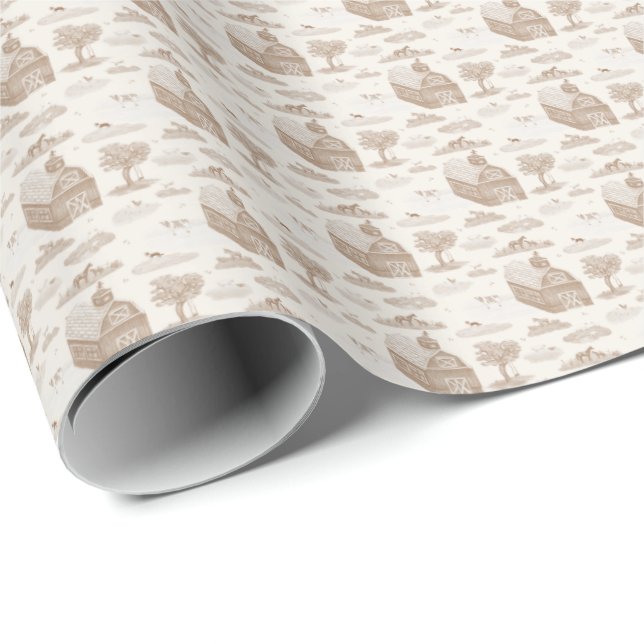 Papier Cadeau Toile de ferme (Kaki)  (Coin rond)