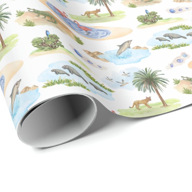 Papier Cadeau Toile de Floride (Couleurs Originales)  (Coin rond)