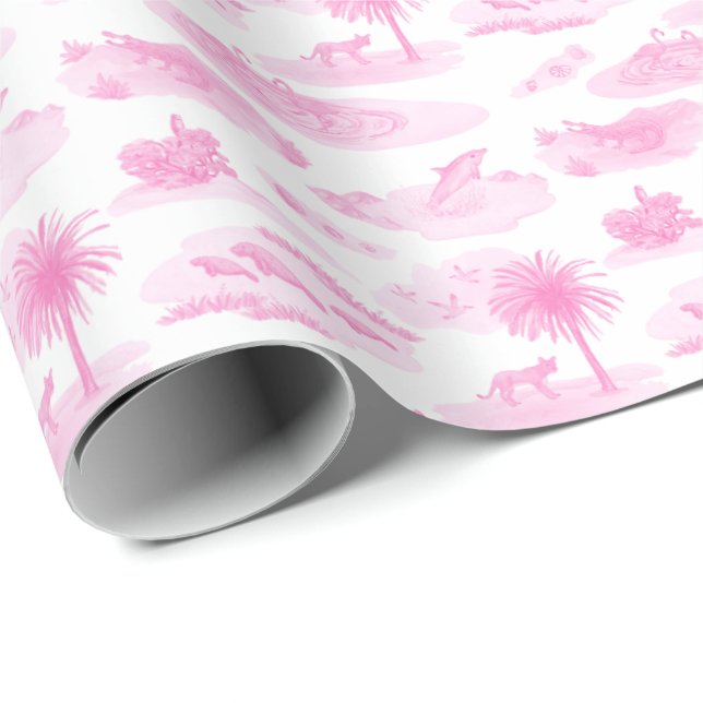Papier Cadeau Toile de Floride (Rose)  (Coin rond)