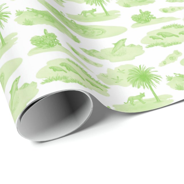Papier cadeau Toile de Floride (vert citron) (Coin rond)