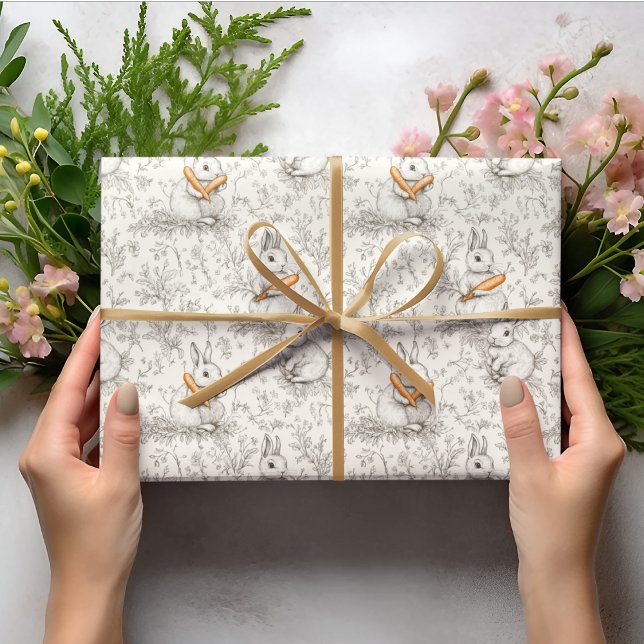 Papier Cadeau Toile de Jouy Bunny & Carrot Délice Pâques (Créateur téléchargé)
