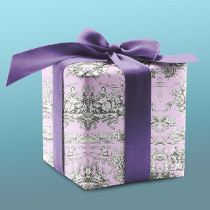 Papier Cadeau Toile de Jouy Florale Lac Rose Vintage