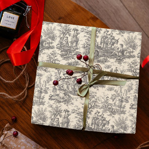 Papier Cadeau Toile De Jouy Noir Et Blanc Élégant Vintage