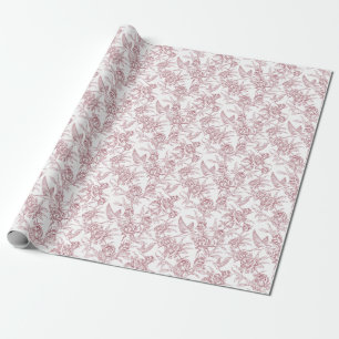 Papier Cadeau Toile de Jouy rouge