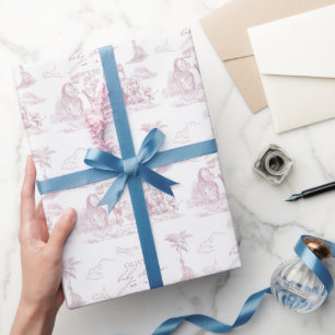 Papier Cadeau Toile De Jouy Safari Baby Girl Shower