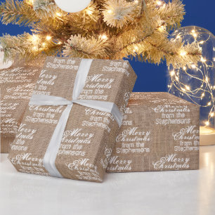 Papier Cadeau Toile de jute nommée personnalisée de Joyeux No